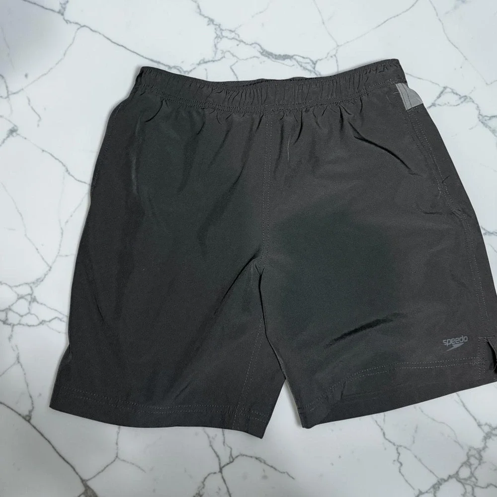 Speedo Swim Trunks Men's Small Black Zipper Pocket Quick Dry Board Shorts